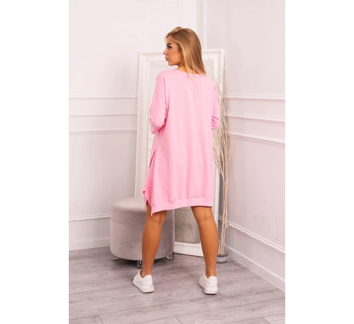 Šaty s potiskem a rozšířeným spodním dílem světle růžové Šaty s potiskem a rozšířeným spodním dílem světle růžové