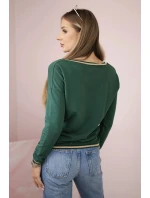 Dámska mikina s kapucňou s flitrovým nápisom zelená