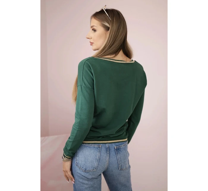 Dámska mikina s kapucňou s flitrovým nápisom zelená