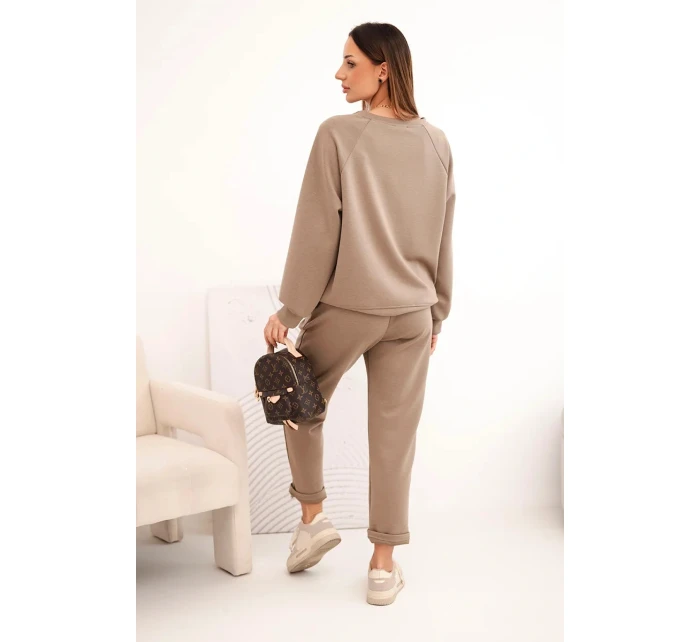 Dámska súprava z viskózy s mikinou a nohavicami fango Dámska súprava z viskózy s mikinou a nohavicami fango