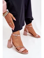 Sandały Damskie Na Słupku Z Cyrkoniami Vinceza 20268 Beżowe