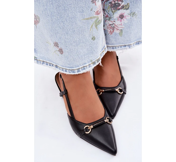 Dámské sandály na podpatku s špičatými špičkami Černé Felessa