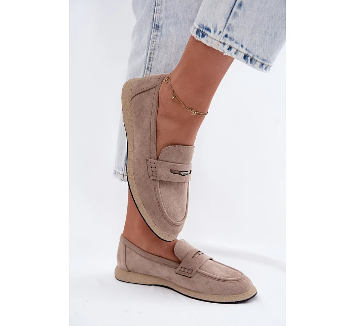 Dámské mokasíny z imitace semiše Vinceza Béžové Dámské mokasíny z imitace semiše Vinceza Béžové