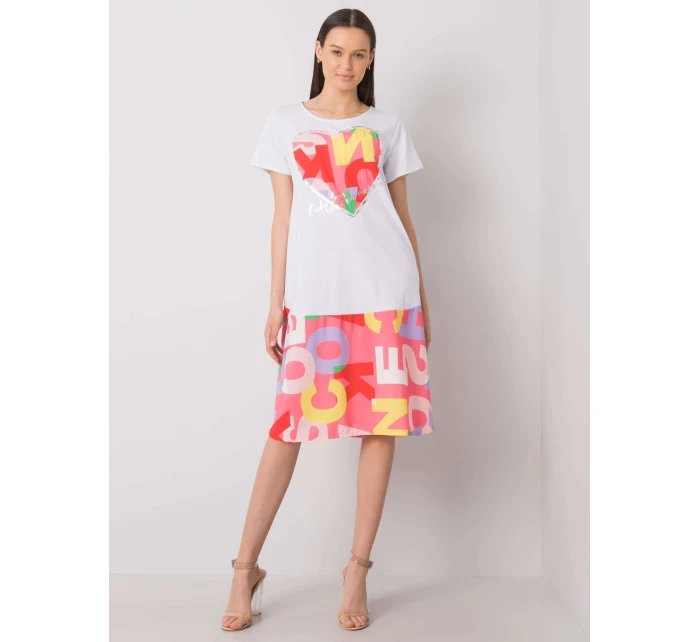 Šaty DHJ SK 13119.26P biela a ružová