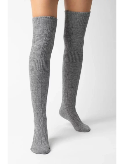 Dámske vlnené vysoké čižmy 089 sivé - Steven