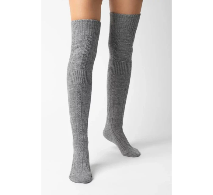 Dámske vlnené vysoké čižmy 089 sivé - Steven
