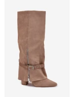 Kozačky na podpatku model 21764620 khaki Step in style - SWEET SHOES Kozačky na podpatku model 21764620 khaki Step in style - SWEET SHOES