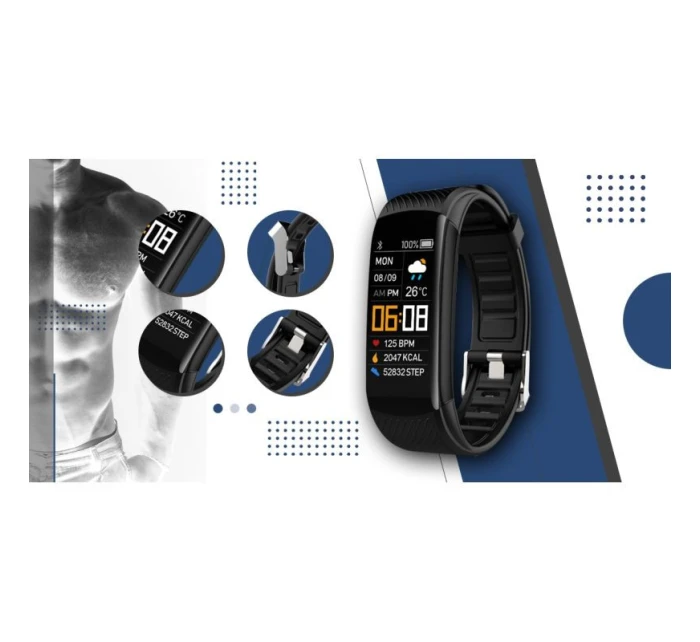 GIEWONT Smart hodinky čierne a námornícke modré 2 prúžky GW200-6 GIEWONT Smart hodinky čierne a námornícke modré 2 prúžky GW200-6