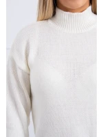 Polovičný rolákový sveter ecru