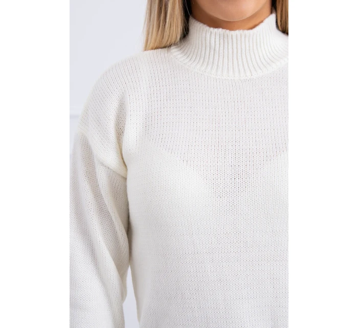 Polovičný rolákový sveter ecru