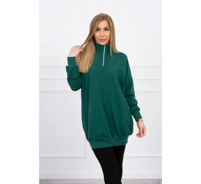 Mikina so zipsom a vreckami zelená Mikina so zipsom a vreckami zelená