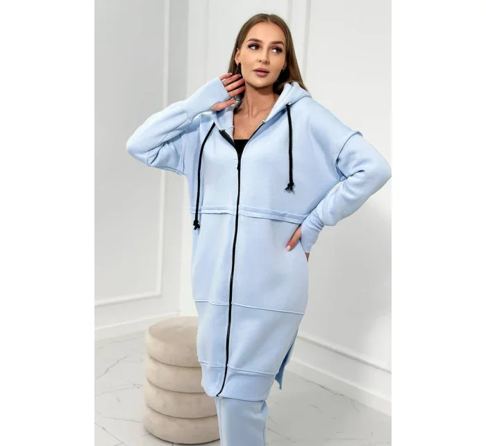 Zateplená súprava s dlhou mikinou modrá