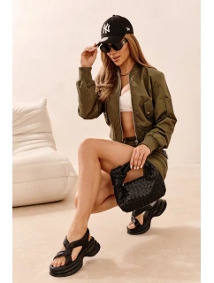 Skórzane Sandały Damskie Na Masywnej Podeszwie Czarne GOE NN2N4106