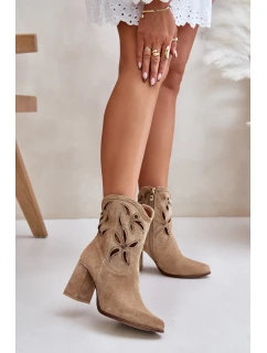 Semišové Botky Na Podpatku Béžové Lewski model 21672760 - Boto
