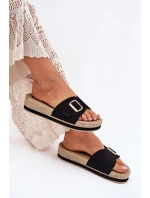 Dámské Sandały Na Platformě Se Zlatou Přezkou Černé model 21702342 - Boto