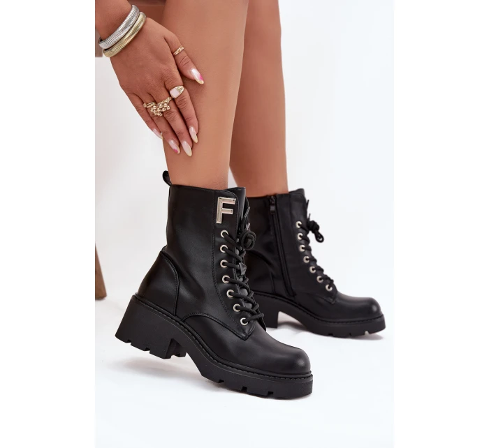 Dámské workery kotníkové boty na klínku zateplené s F černé model 21707452 - Boto Dámské workery kotníkové boty na klínku zateplené s F černé model 21707452 - Boto