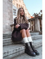 Dámské trapery boty z eko kůže čokoládové Bellora