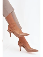 Lakované lodičky na jehlovém podpatku tmavě béžové Phelia Lakované lodičky na jehlovém podpatku tmavě béžové Phelia