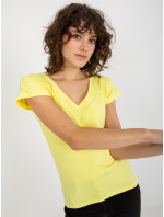 Svetložlté jednoduché bavlnené základné tričko