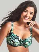 Dámska plavková podprsenka SW1642 Bali Full Cup Bikini Green with Leaves - Panache