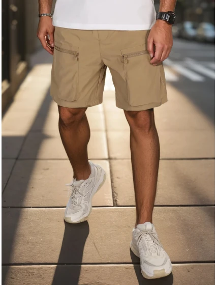 Pánske textilné bojové šortky khaki FashionStreet SX2507 Pánske textilné bojové šortky khaki FashionStreet SX2507