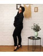 Čierna dámska tepláková súprava plus size s kapucňou na zips (8216)