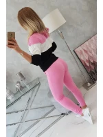 Farebná pruhovaná súprava svetloružová+ecru