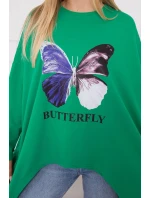 Oversize halenka s potiskem světle zelená Oversize halenka s potiskem světle zelená