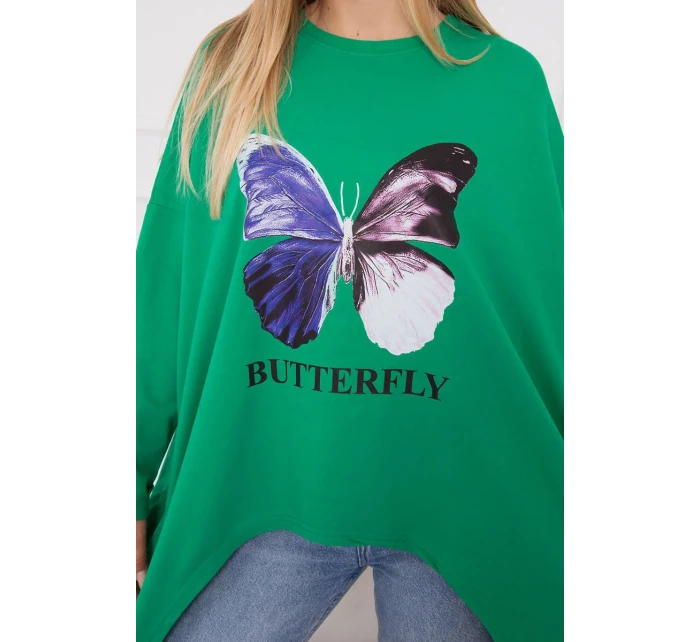 Oversize halenka s potiskem světle zelená Oversize halenka s potiskem světle zelená