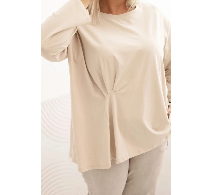 Dámska blúzka v nadmernej veľkosti s bavlnou, vreckom a vyhrnutými rukávmi kiwi