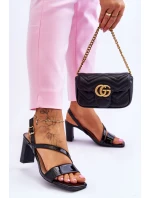 Damskie Lakierowane Sandały Na Słupku Czarne Carrie