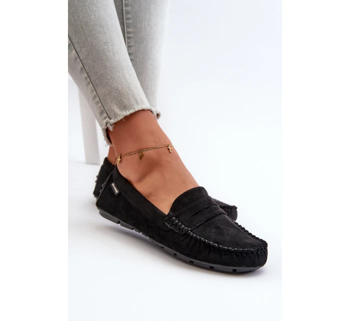 Mokasyny Damskie Z Eko Zamszu Czarne Rerceria