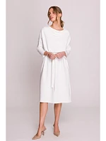 S403 Pletené šaty v nadmernej veľkosti - ecru