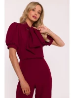 model 21470626 Kombinéza s mašlí na zavazování bordó - STYLOVE
