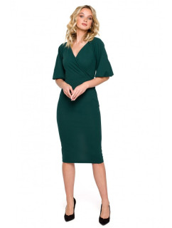 Zavinovacie šaty s rukávmi K152 zelené - Makover