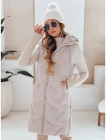 Dámská dlouhá prošívaná vesta s kapucí béžová Dstreet model 21991336 - FashionStreet