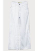 Široké dámske zvonové nohavice v bielej farbe (B102)