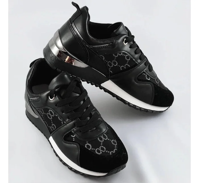 Čierne dámske tenisky adidasky so zvýšenou podrážkou (666-21) Čierne dámske tenisky adidasky so zvýšenou podrážkou (666-21)