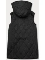 Černá dámská prošívaná vesta s ozdobnou páskou model 18973594 - J.STYLE Černá dámská prošívaná vesta s ozdobnou páskou model 18973594 - J.STYLE