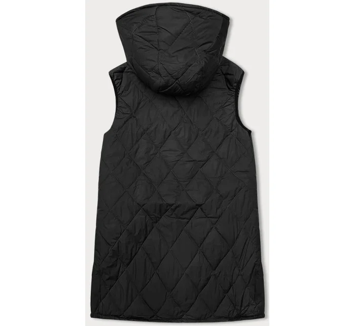 Černá dámská prošívaná vesta s ozdobnou páskou model 18973594 - J.STYLE Černá dámská prošívaná vesta s ozdobnou páskou model 18973594 - J.STYLE