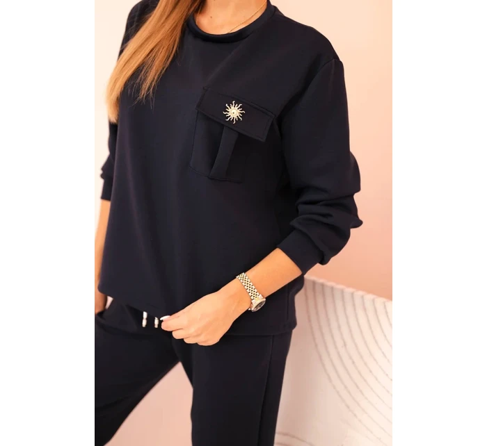 Komplet dámský máslový mikina a kalhoty s gumou model 21310124 - K-Fashion Komplet dámský máslový mikina a kalhoty s gumou model 21310124 - K-Fashion