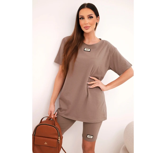 Dámský bavlněný komplet s krátkým rukávem a šortkami fango