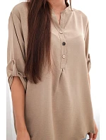 Blúzka s predĺženým chrbtom cappuccino Blúzka s predĺženým chrbtom cappuccino