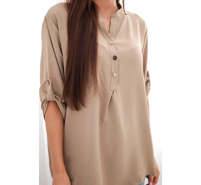 Blúzka s predĺženým chrbtom cappuccino Blúzka s predĺženým chrbtom cappuccino