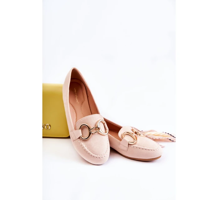 Damskie Zamszowe Mokasyny Z Ozdobą Beżowe Reality