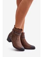 Botki Damskie Na Słupku Ocieplane Brązowe Lobina Botki Damskie Na Słupku Ocieplane Brązowe Lobina