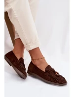 Ženské mokasíny s třásněmi a korálky Čokoládové model 21937642 - Boto Ženské mokasíny s třásněmi a korálky Čokoládové model 21937642 - Boto