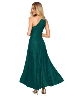 M718 Maxi šaty na jedno rameno - čierne