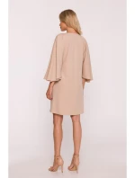 model 21470730 Mini šaty s netopýřími rukávy béžové - STYLOVE