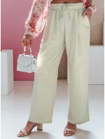 Dámské kalhoty s širokými nohavicemi khaki Dstreet model 21987413 - FashionStreet